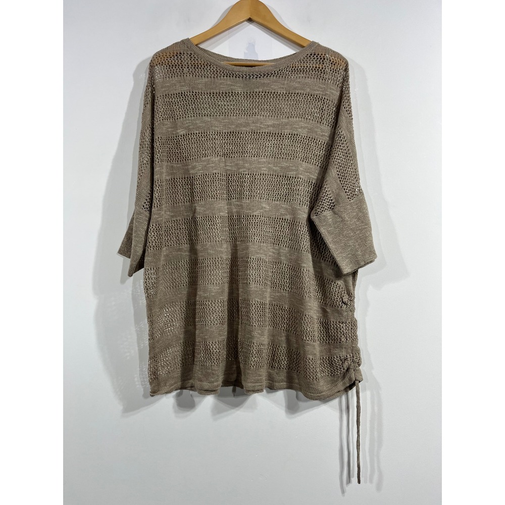 Lane Bryant Beachy Resort Linen Open Knit Boho Dolman Sweater Top Womens 18 20